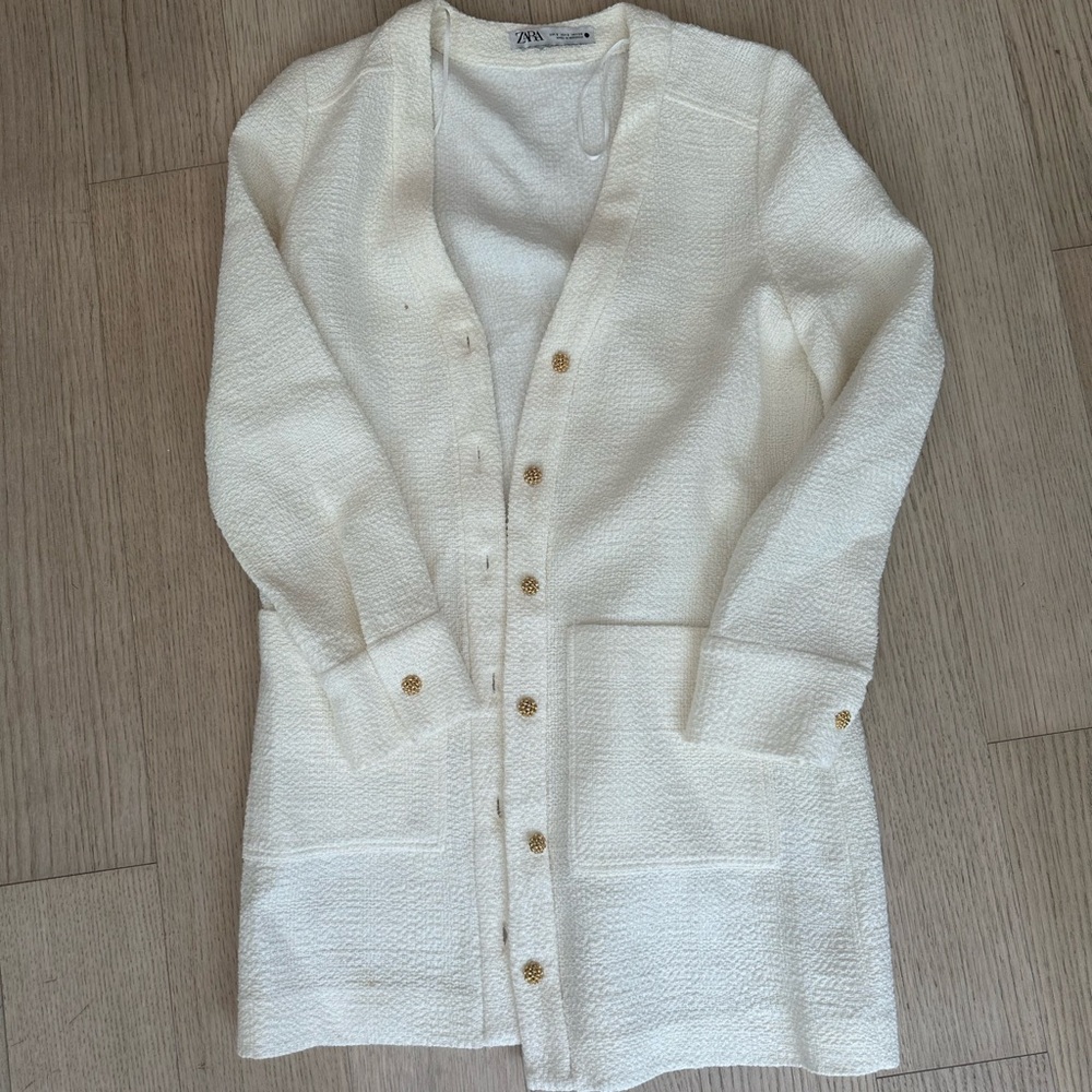 Zara Cream Button-Up Cardigan
